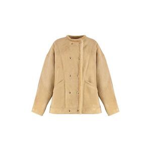 HALFBOY Women's Suede Shearling Jacket Women Beige Coats & Jackets